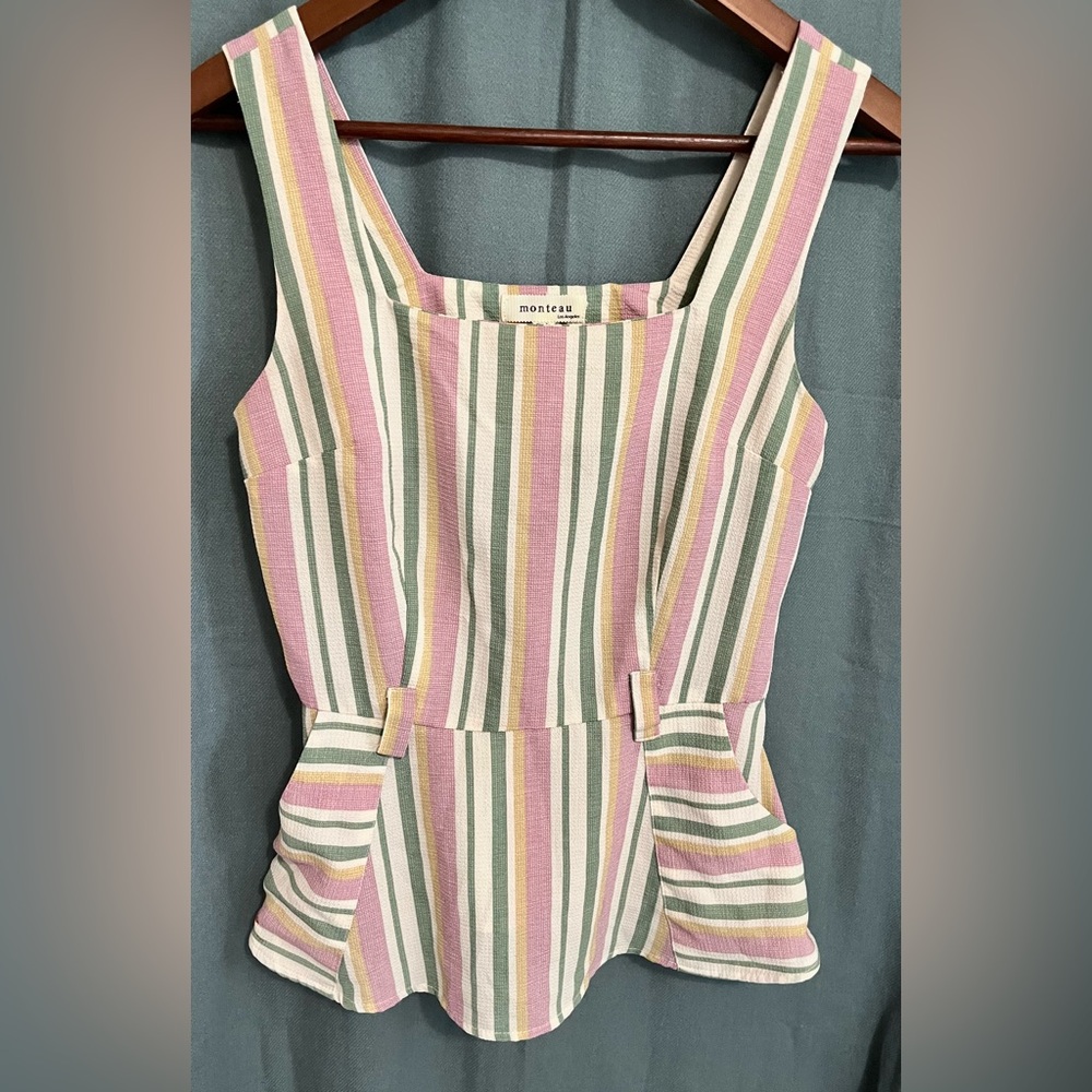 MONTEAU L.A.-  Striped Sleeveless Top